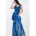 Ruffle Sleeve Tiered Bottom Print Long Dress