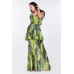Ruffle Sleeve Tiered Bottom Print Long Dress
