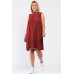 Plus Rust And Nude Illusion High Neck Swing Dress