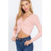 V-neck Front Knotted Crop Sweater