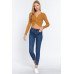 V-neck Front Knotted Crop Sweater