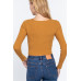 V-neck Front Knotted Crop Sweater