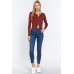 Rib Sweater Top W/front Zipper