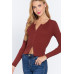 Rib Sweater Top W/front Zipper