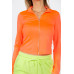 Mock Neck Zip Front Crop Top
