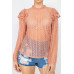 Sheer Crochet Lace Ruffled Top