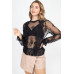 Sheer Mesh Floral Peplum Top