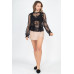 Sheer Mesh Floral Peplum Top