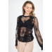 Sheer Mesh Floral Peplum Top