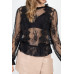 Sheer Mesh Floral Peplum Top