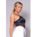 Sexy Spaghetti Strap Ruched Front Scarf Front Top