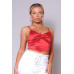 Sexy Spaghetti Strap Ruched Front Scarf Front Top