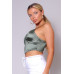 Sexy Spaghetti Strap Ruched Front Scarf Front Top