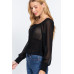 Long Slv Smocked Chiffon Top