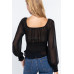 Long Slv Smocked Chiffon Top