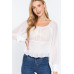 Long Slv Smocked Chiffon Top
