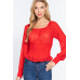 Long Slv Smocked Chiffon Top
