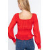 Long Slv Smocked Chiffon Top