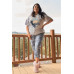 Plus Navy Tie-dye High-waisted Sweatpants