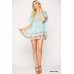 Dot And Floral Print Mixed Ruffle Top With Back Keyhole
