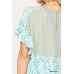 Dot And Floral Print Mixed Ruffle Top With Back Keyhole