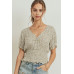 Puff Sleeve Smocked Waist Surplice Top
