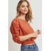 Smocked Band Top With Shirring Puff Sleeve
