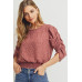 Smocked Band Top With Shirring Puff Sleeve