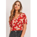 Butterfly Vneck Crop Smocked Back Waist