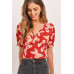 Butterfly Vneck Crop Smocked Back Waist