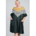 Ruffled Sleeve A Line Hidden Pocket Color Block Dress