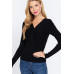 Long Slv V-neck Knotted Sweater