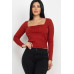 Shirred Square Neck Top