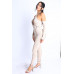 Overlock Detailed Cross Halter Keyhole Neck Off Shoulder Set