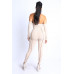 Overlock Detailed Cross Halter Keyhole Neck Off Shoulder Set