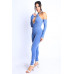 Overlock Detailed Cross Halter Keyhole Neck Off Shoulder Set