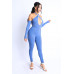 Overlock Detailed Cross Halter Keyhole Neck Off Shoulder Set