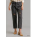 5 Pockets Non-stretch Straight Cut Distressed Denim Jeans With Raw Hem