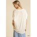 Short Sheer Dolman Sleeve Scoop Neck Top With Side Slit