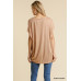 Short Sheer Dolman Sleeve Scoop Neck Top With Side Slit