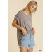 Short Sheer Dolman Sleeve Scoop Neck Top With Side Slit