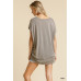 Short Sheer Dolman Sleeve Scoop Neck Top With Side Slit