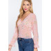 Ruffle Slv Floral Print Chiffon Top