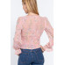 Ruffle Slv Floral Print Chiffon Top