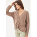 A V-neckline Drawstring Ruched Top