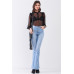 Black Sheer Mesh Polka Dot Frill Trim Long Sleeve Bodysuit