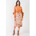 Fuzzy long ruffle sleeve v-neck self-tie front detail cropped top