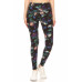 Long Yoga Style Banded Lined Floral Printed Knit Legging With High Waist