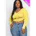 Plus Size Drawstring Ruched Cutout Crop Top