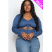 Plus Size Drawstring Ruched Cutout Crop Top